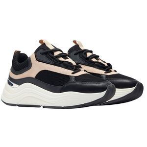 Mallet Womens/Ladies Cyrus Leather Sneakers / Black/Beige